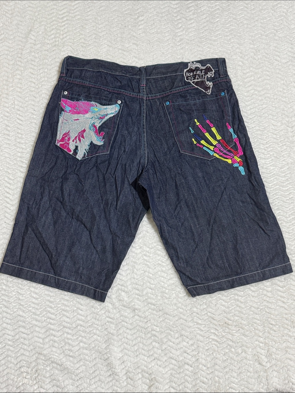 Artful Dodger Horrible Death Denim Shorts Men 36 Baggy Skater Denim Y2K